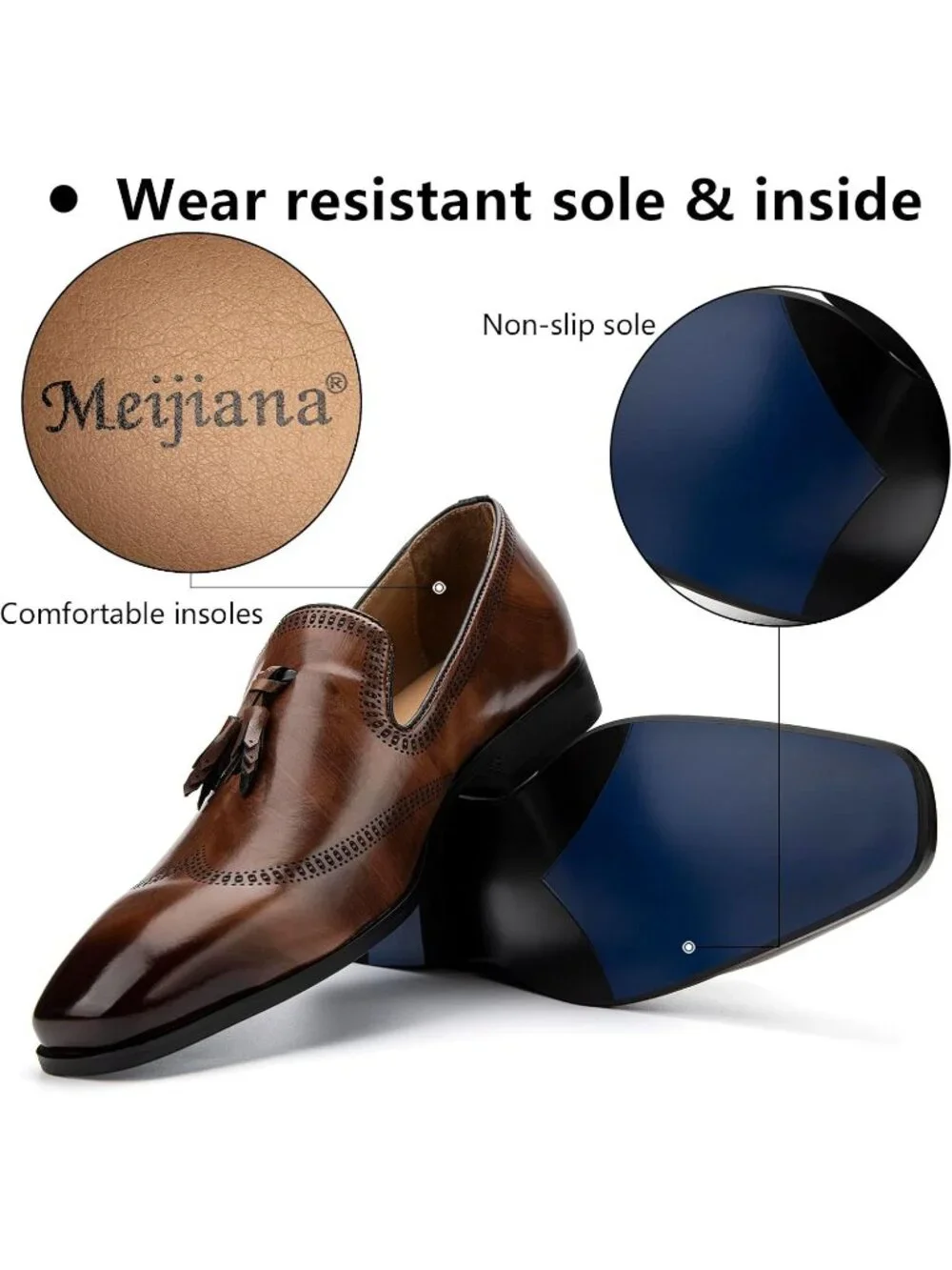 Men's Brown Classic Luxury Stylish Fashion Rubber Slip On Loafers Dress Shoes